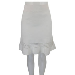 A.L.C  White Ribbed Checked Ruffle Hem Women's Skirt Size 10